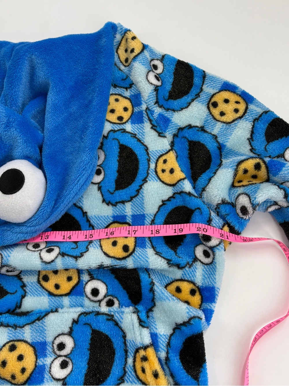 Sesame Street Cookie Monster Blue Fleece oversized Hoodie with Hood Eyes - Picture 4 of 7